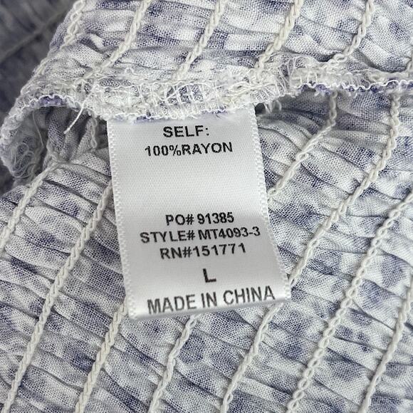 NWT Le Lis Smocked Puff Sleeve Crop Top White Purple Women's Size Large - Picture 13 of 13